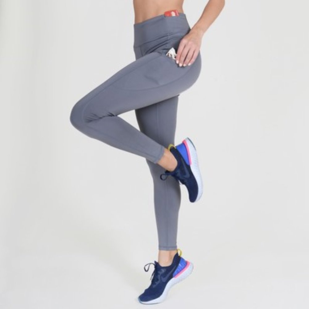 High Waist 5 Pocket Workout Leggings - CHARCOAL